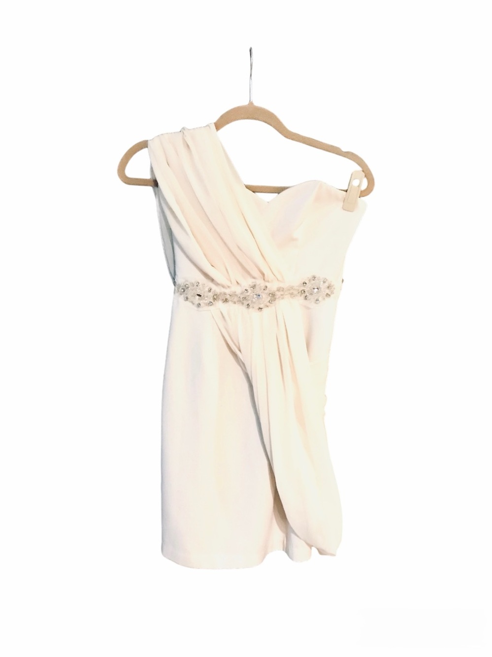 Pearl by Georgina Chapman of Marchesa Ivory One Shoulder Chiffon Dress Sz 0